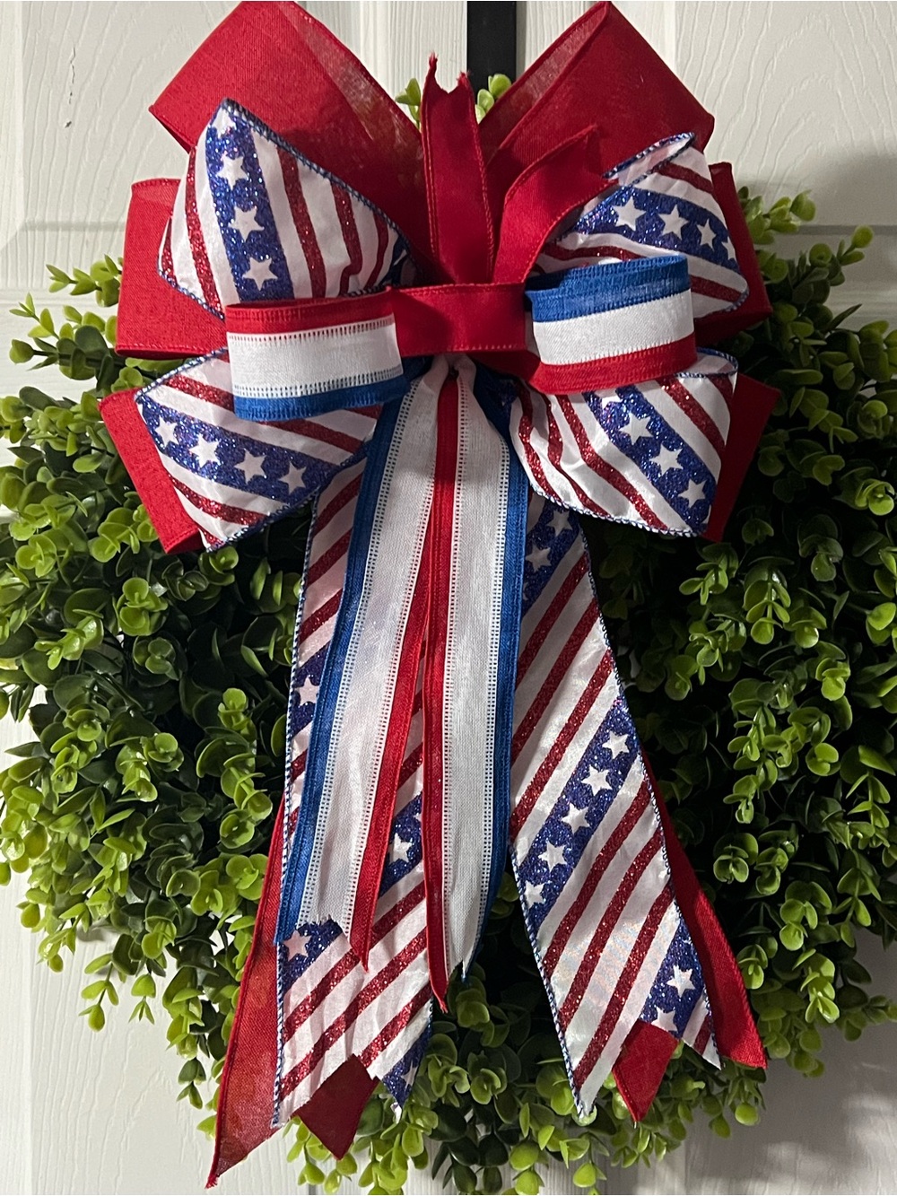 Patriotic Red, White & Blue Wreath Bow - Home Holiday